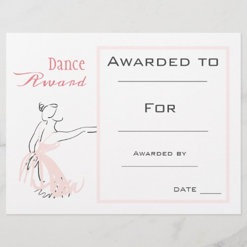 Dance award girl ballet pink dancer