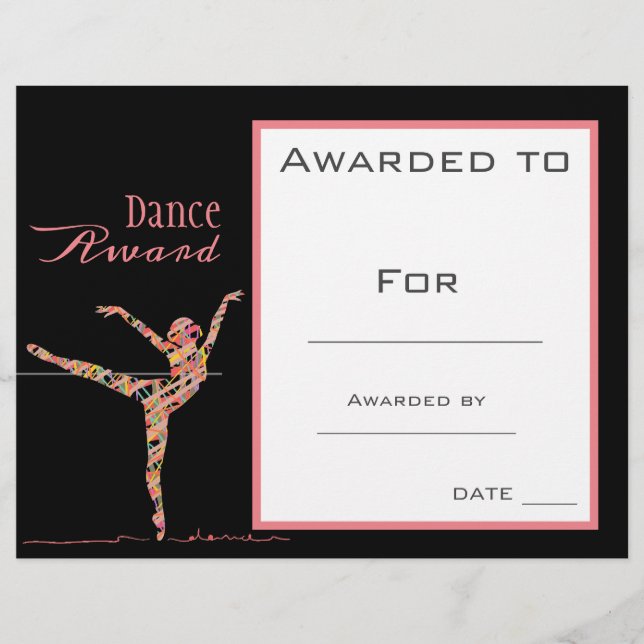 Dance award girl ballet pink dancer (Front)