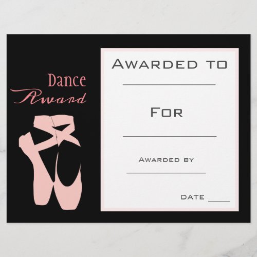 Dance award girl ballet shoes pink dancer