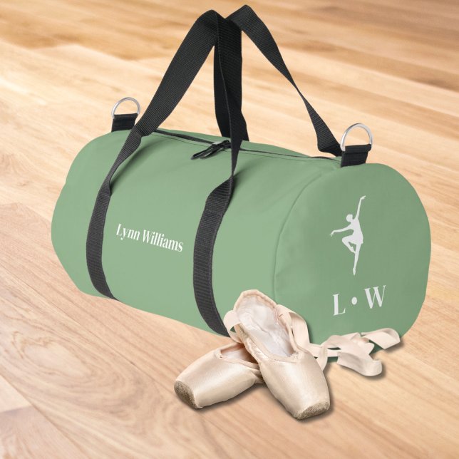 Dance Bag | Green Initials Name Duffle Bag (Girls Dance Bags)