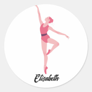 Dance ballerina personalisation classic round sticker