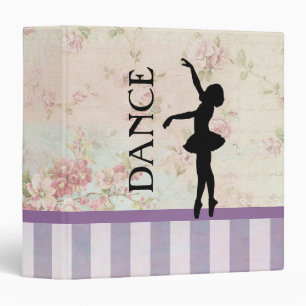 Dance - Ballerina Silhouette on Vintage Background 3 Ring Binder