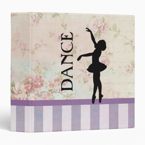 Dance _ Ballerina Silhouette on Vintage Background 3 Ring Binder