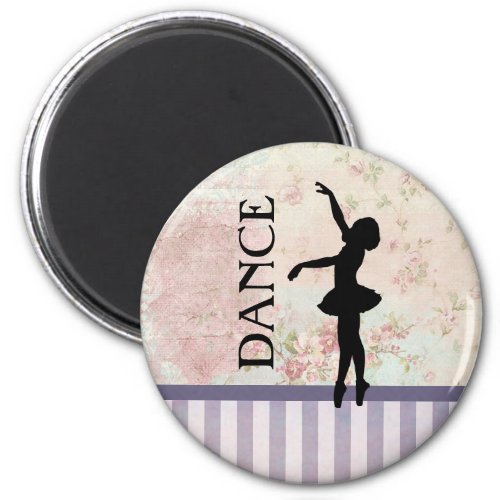 Dance _ Ballerina Silhouette on Vintage Background Magnet
