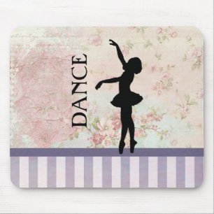 Dance - Ballerina Silhouette on Vintage Background Mouse Pad