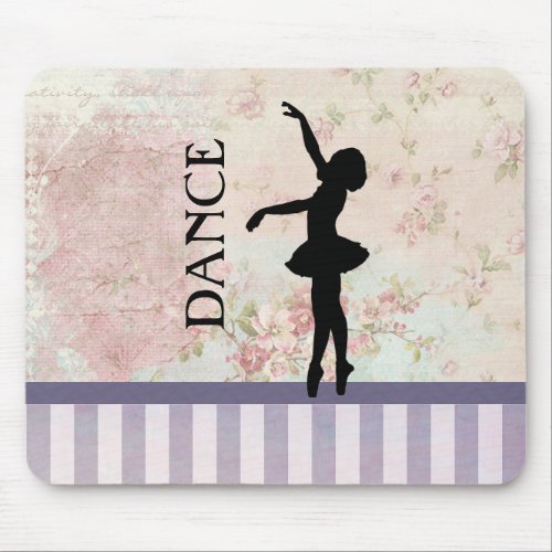 Dance _ Ballerina Silhouette on Vintage Background Mouse Pad