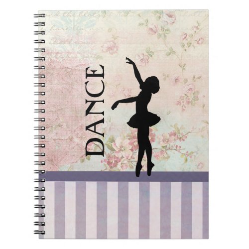 Dance _ Ballerina Silhouette on Vintage Background Notebook