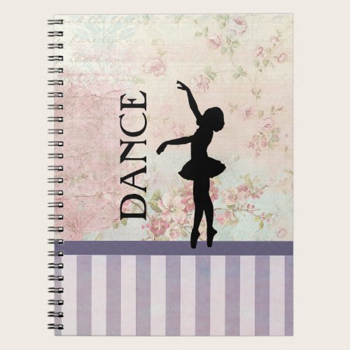 Dance - Ballerina Silhouette on Vintage Background Notebook