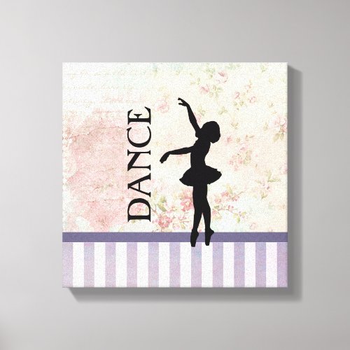 Dance _ Ballerina Silhouette Vintage Background Canvas Print