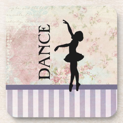 Dance _ Ballerina Silhouette Vintage Background Drink Coaster