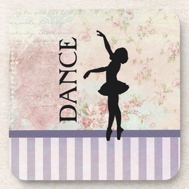 Dance - Ballerina Silhouette Vintage Background Drink Coaster (Front)