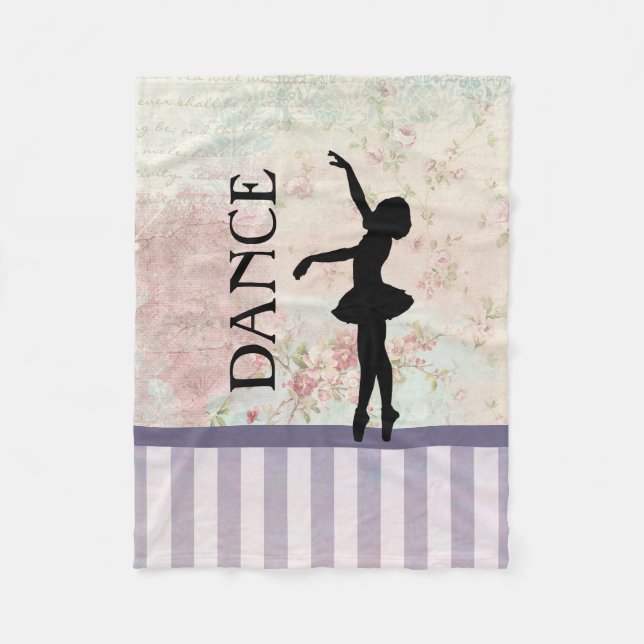 Dance - Ballerina Silhouette Vintage Background Fleece Blanket (Front)