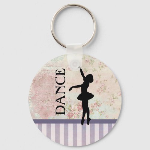 Dance _ Ballerina Silhouette Vintage Background Keychain
