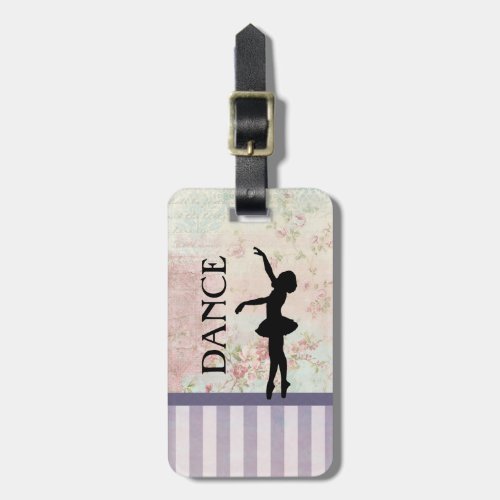 Dance _ Ballerina Silhouette Vintage Background Luggage Tag