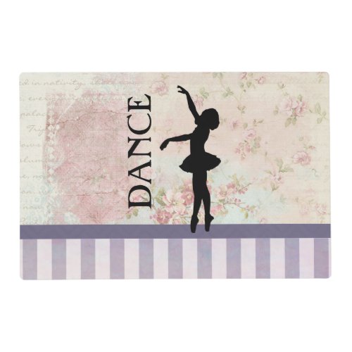 Dance _ Ballerina Silhouette Vintage Background Placemat