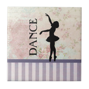 Dance - Ballerina Silhouette Vintage Background Tile