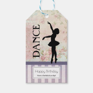 Dance - Ballerina Silhouette Vintage Birthday Gift Tags