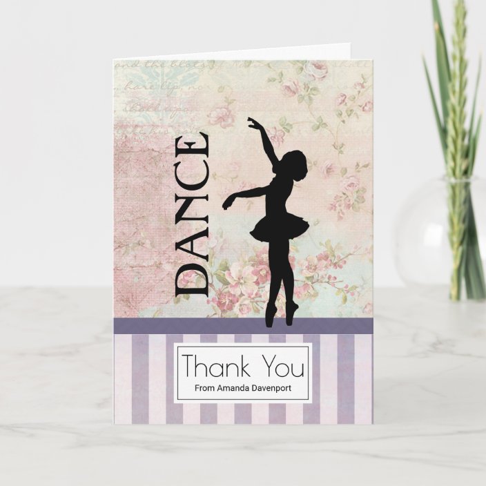 Dance - Ballerina Silhouette Vintage Thank You | Zazzle.com