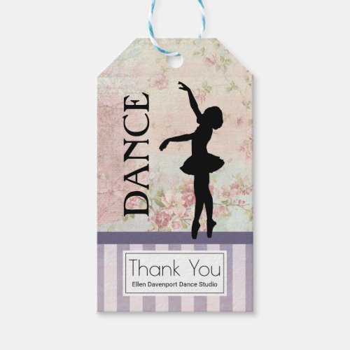 Dance _ Ballerina Silhouette Vintage Thank You Gift Tags