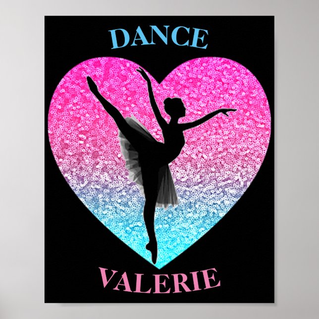Dance Ballerina w/ Personalized Name Poster (Front)