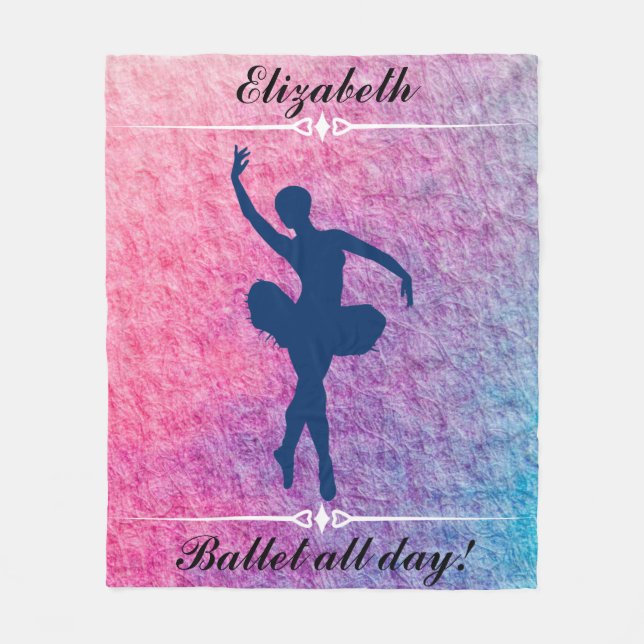 Dance Ballet All Day Custom Ballerina Fleece Blanket (Front)