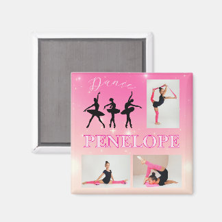 Dance Ballet Pink Gradient 3 Photo Personalized Magnet