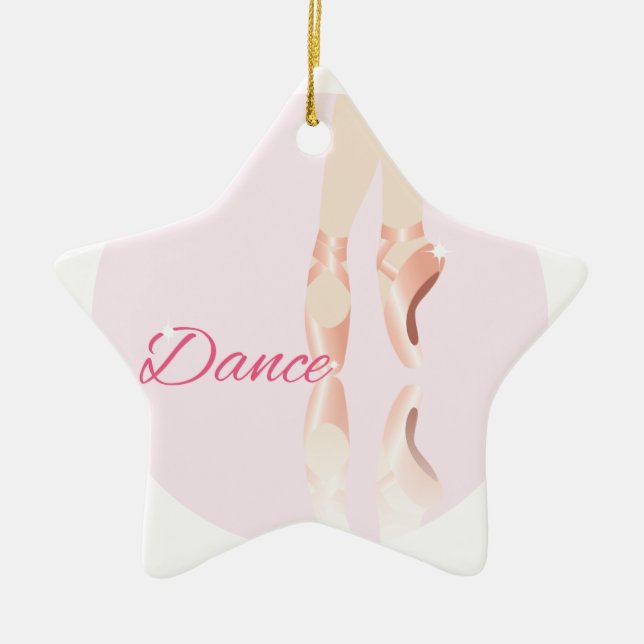 Dance Ballet Slippers Ceramic Ornament (Front)