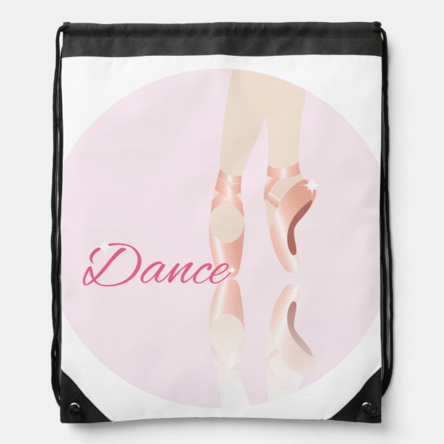 Dance Ballet Slippers Drawstring Bag (Front)