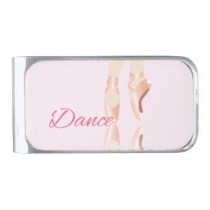 Dance Ballet Slippers Silver Finish Money Clip