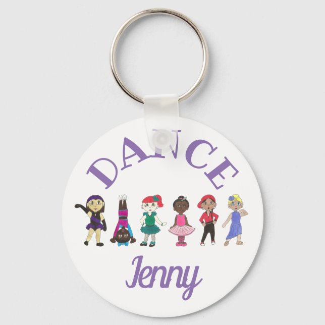 DANCE Ballet Tap Jazz Personalized Ballerina Gift Keychain (Front)