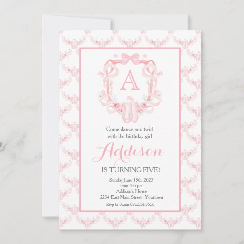 Dance birthday ballerina birthday invitation