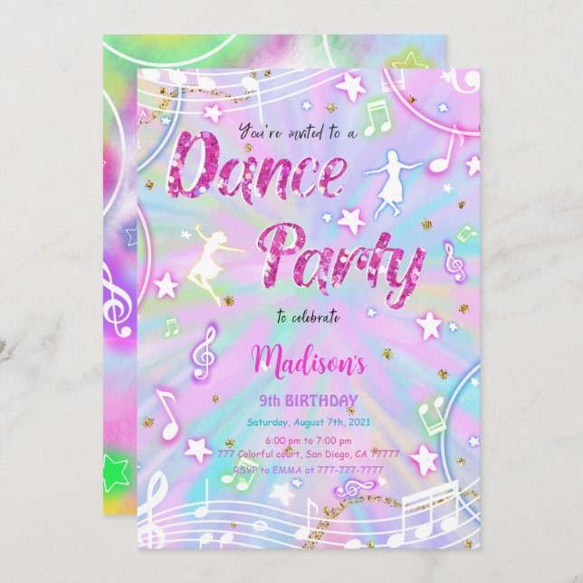 Dance Birthday Invitation (Front/Back)