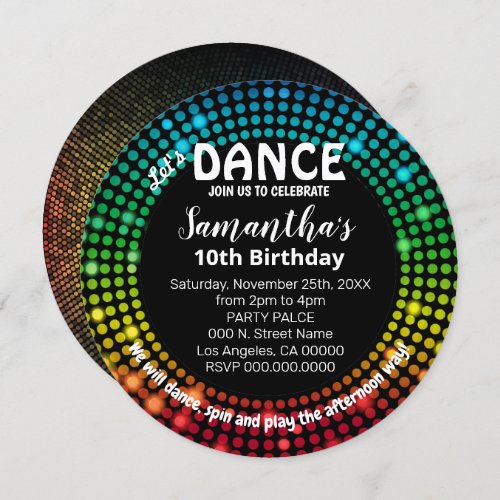 Dance birthday party disco dancing invitation