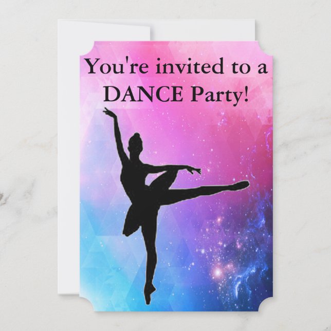 Dance Birthday Party Invitations in Pink / Blue (Front)