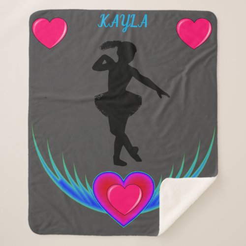 Dance blanket with ballerina and pink hearts