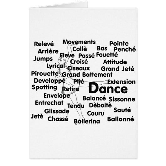 Dance Blk Ltrs ballet dancer 75 background Cards (Front)