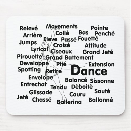 Dance Blk Ltrs ballet dancer 75 background Mouse Pad