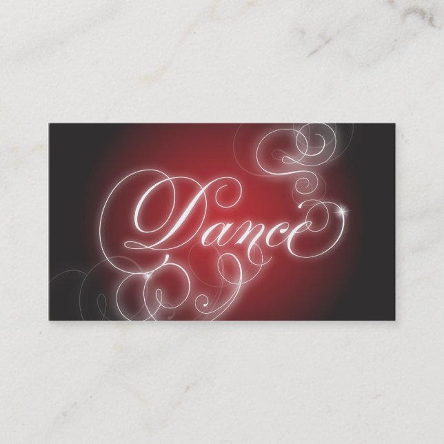 Dance Business Card Elegant Flourish Glow (Front)