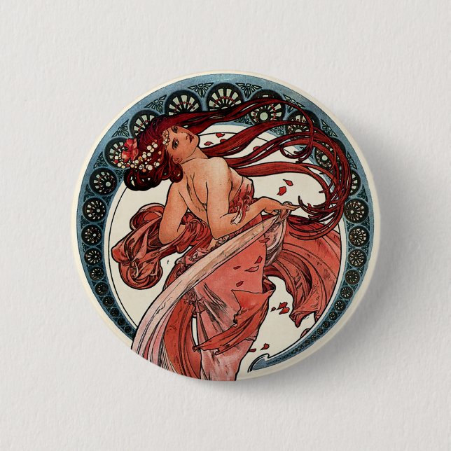 Dance by Alfons Mucha 1898 Button (Front)
