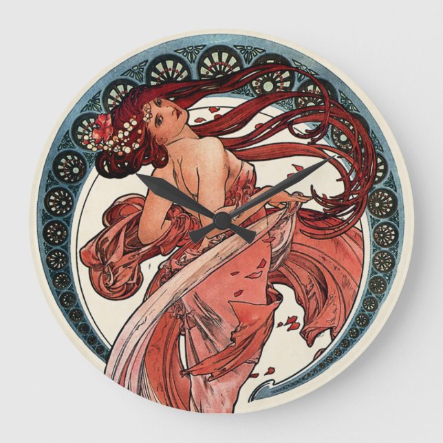Dance by Alfons Mucha 1898 Large Clock (Front)