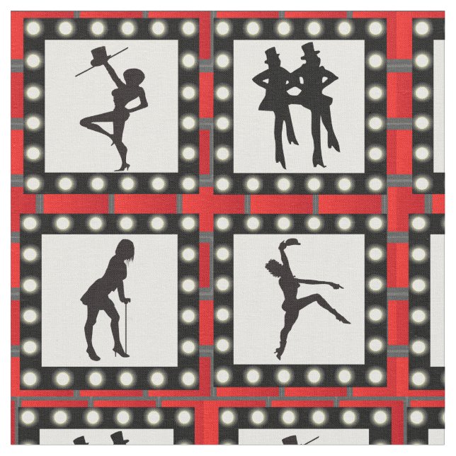 Dance Cabaret Show Dancers Print Fabric (Close Up)