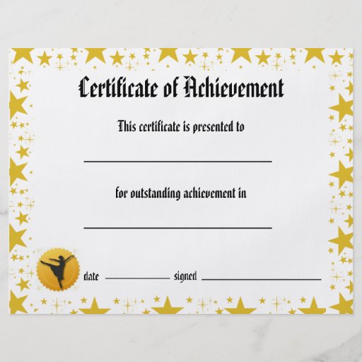 Dance Certificate of Achievement - Stars Arabesque Flyer | Zazzle