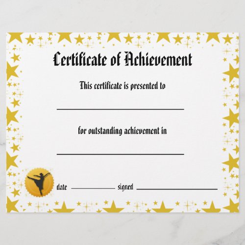 Dance Certificate of Achievement _ Stars Arabesque Flyer