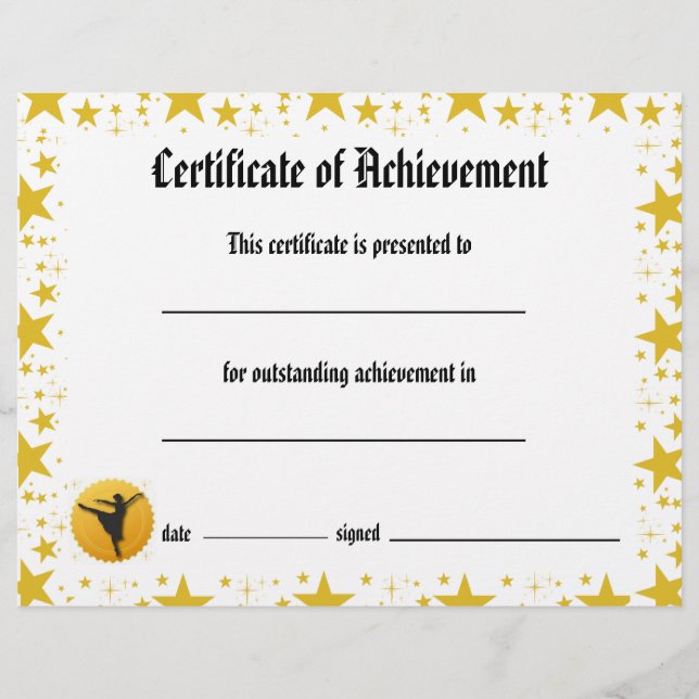 Dance Certificate of Achievement - Stars Arabesque Flyer (Front)