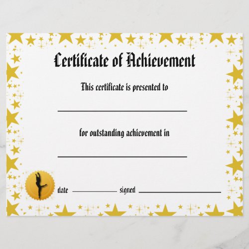 Dance Certificate of Achievement _ Stars Lyrical