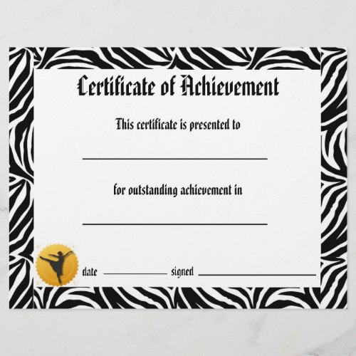 Dance Certificate of Achievement _Zebra Arabesque