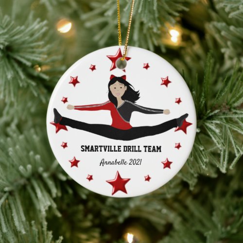 Dance Cheer Asian Athlete Red and Black Ornament 