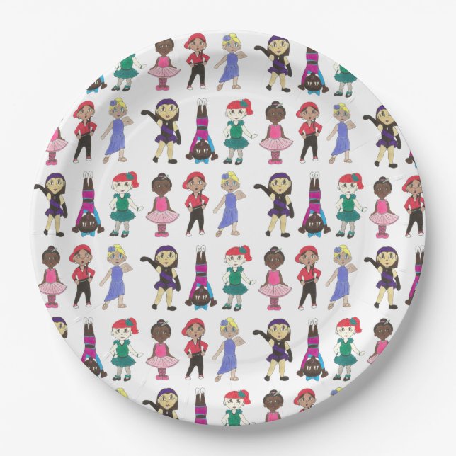 Dance Class Ballet Tap Jazz Lyrical Acro Dancers Paper Plates (Front)