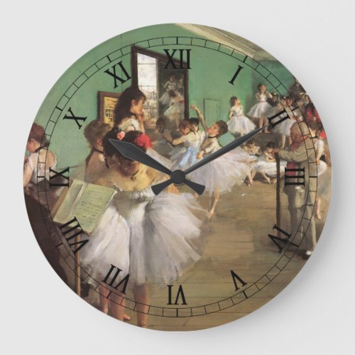 Dance Class by Degas Vintage Impressionism Ballet Large Clock