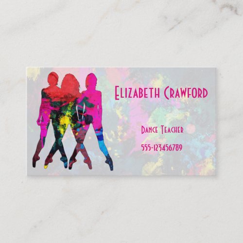 Dance Class or Teacher Colorful Business Card